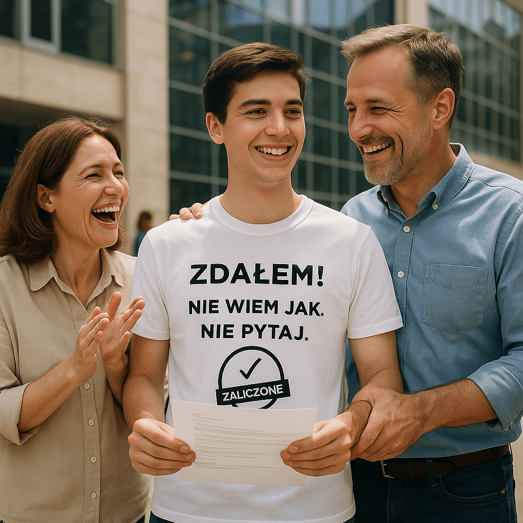Zestaw Koszulka + Kubek: ZDAŁEM – Nie pytaj jak Wersja Limitowana 2025 (biała)
