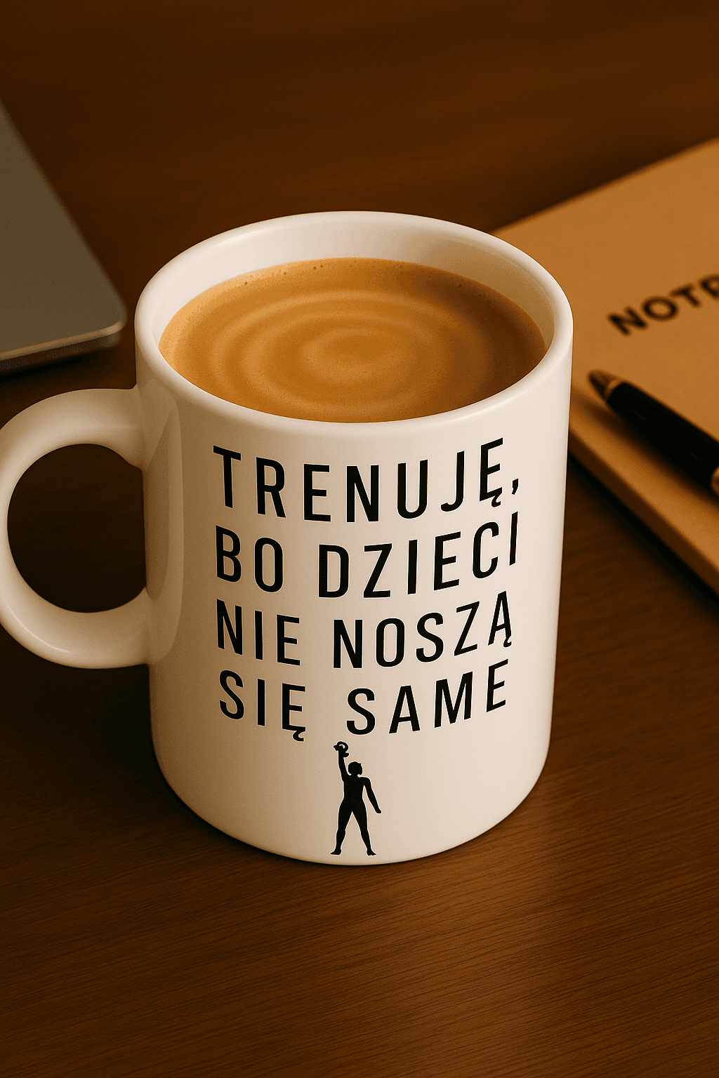 Zestaw Koszulka + Kubek: Trenuję bo dzieci nie noszą się same – Mama Edition (biała) TOP PREZENT