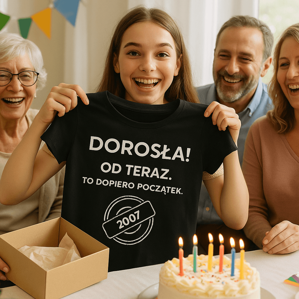 Zestaw Koszulka + Kubek: DOROSŁA – Od teraz. To dopiero początek (czarna). Wersja Limitowana 2007