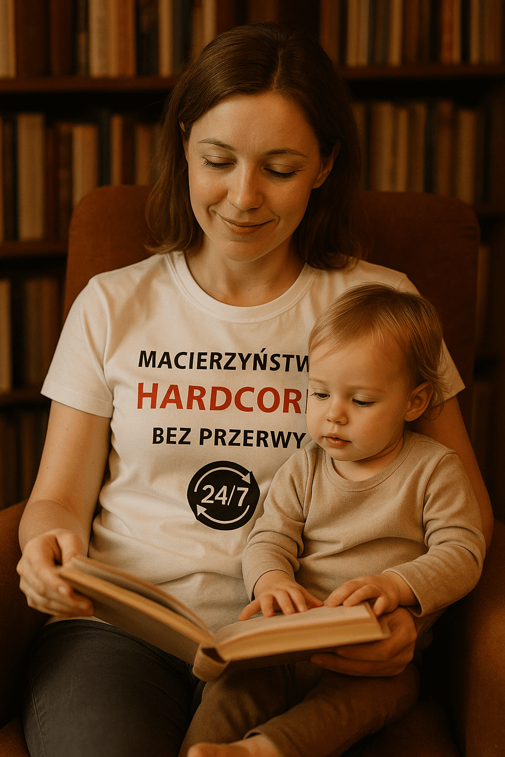 Zestaw Koszulka + Kubek: Hardcore bez przerwy - Mama Lifestyle Edition (biała) TOP PREZENT