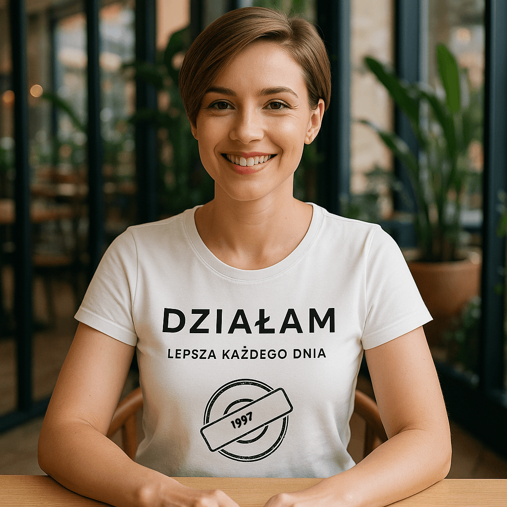 Koszulka 1997 – DZIAŁAM. Lepsza każdego dnia (Damska, Biała)