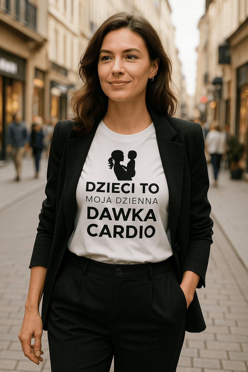 Zestaw Koszulka + Kubek: Dzienna dawka cardio - Mama Edition (biała) TOP PREZENT