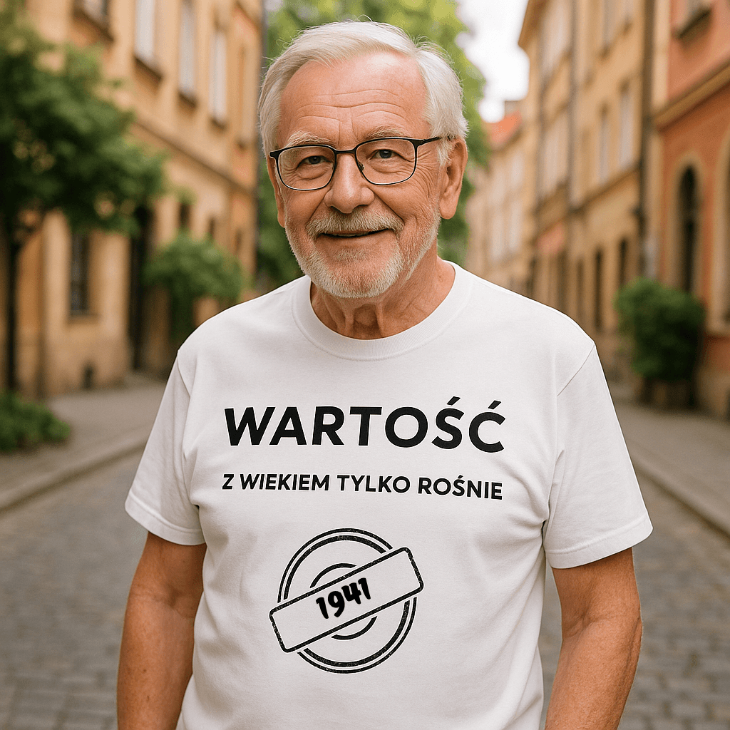 Koszulka 1941 – WARTOŚĆ. Z wiekiem tylko rośnie (Męska, Biała)