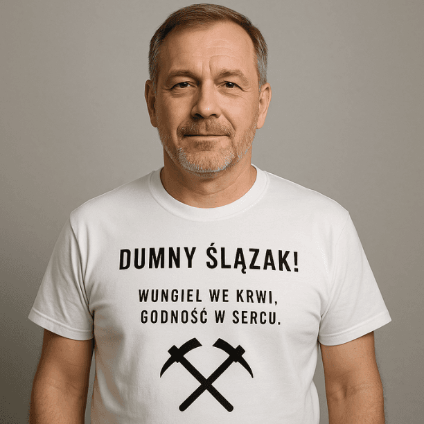 Dumny Ślązak - koszulka z charakterem (biała)
