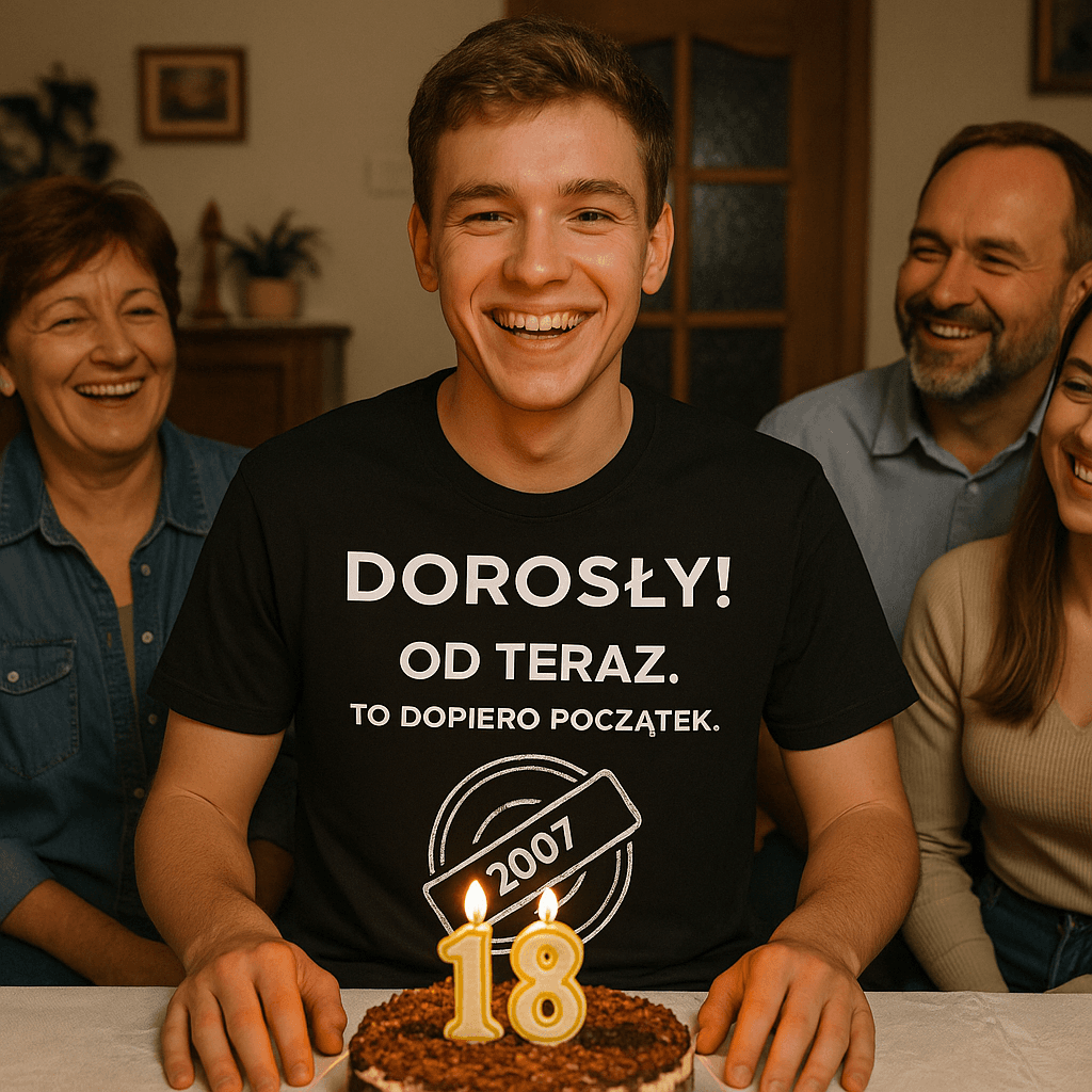 Zestaw Koszulka + Kubek: DOROSŁY – Od teraz. To dopiero początek (czarna). Wersja Limitowana 2007