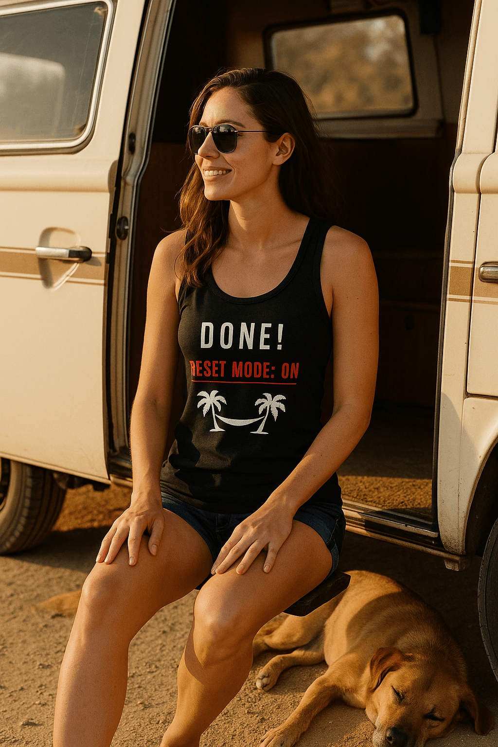 Done! Reset Mode: ON | Dla Niej Tank Top (czarny)