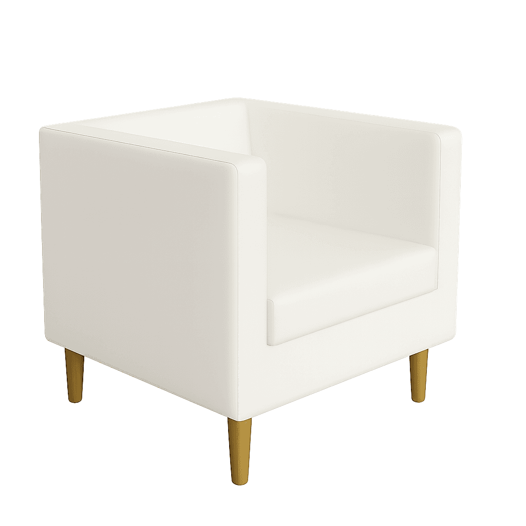 Fotel Tapicerowany Standard Biały Ekoskóra Złote Nóżki