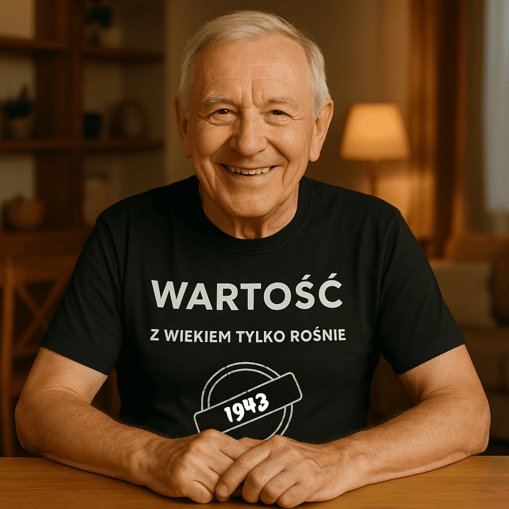 Koszulka 1943 – WARTOŚĆ. Z wiekiem tylko rośnie (Męska, Czarna)