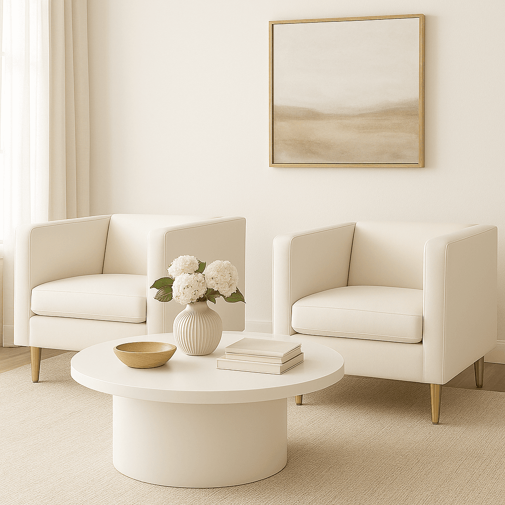 Fotel Tapicerowany Standard Biały Ekoskóra Złote Nóżki