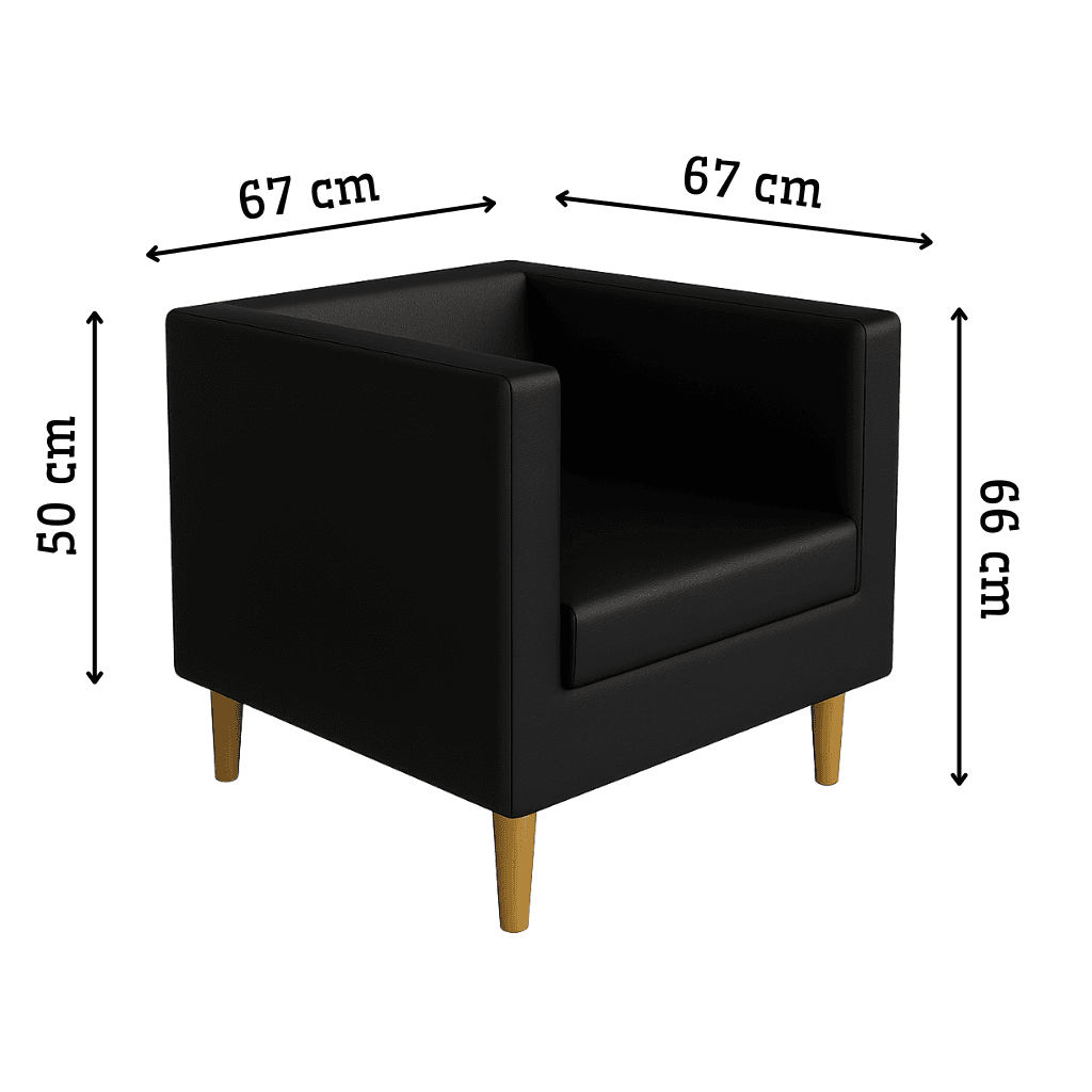 Fotel Tapicerowany Standard Czarny Ekoskóra Złote Nóżki