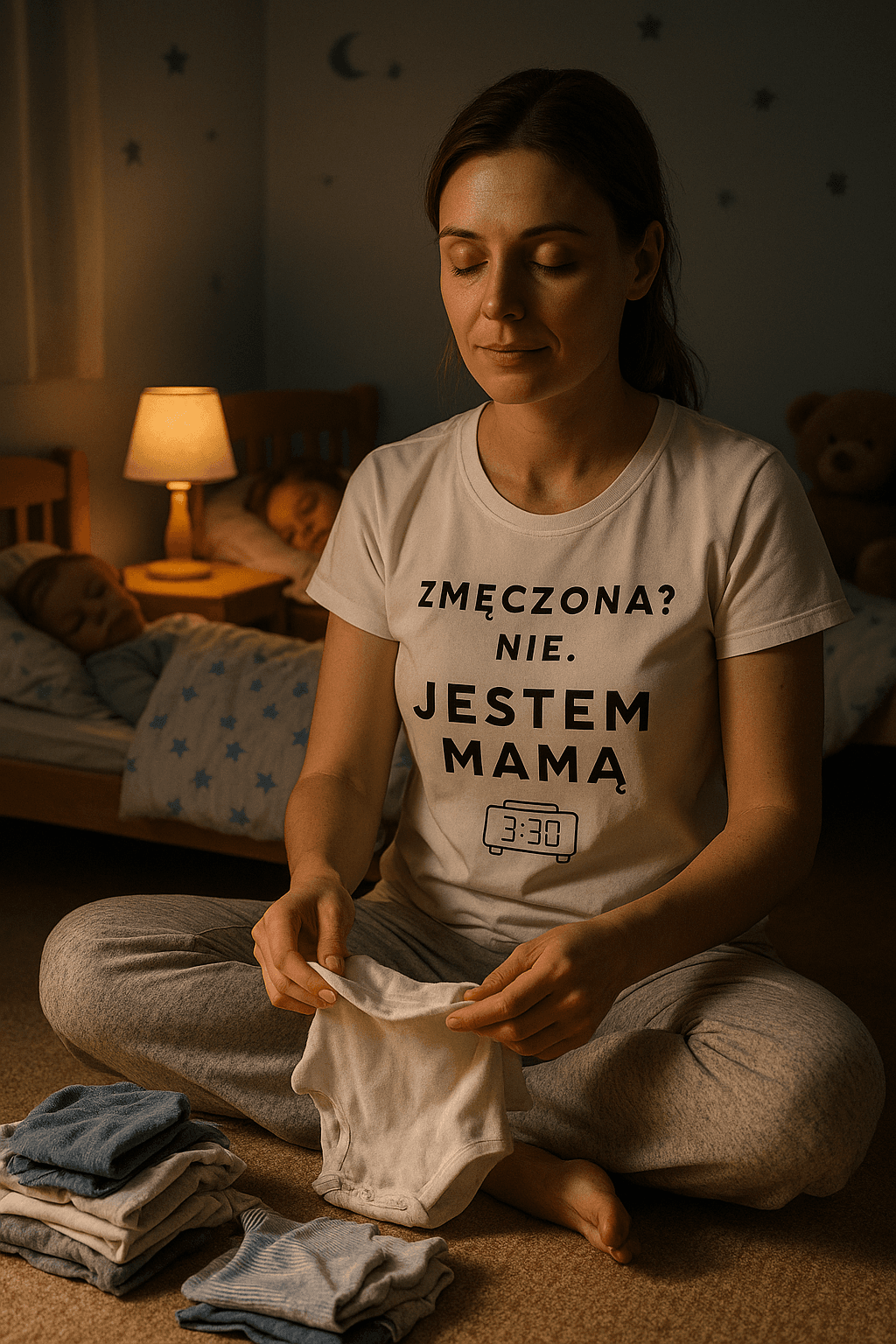Zestaw Koszulka + Kubek: ZMĘCZONA? NIE. JESTEM MAMĄ. 3:30 (biała) TOP PREZENT