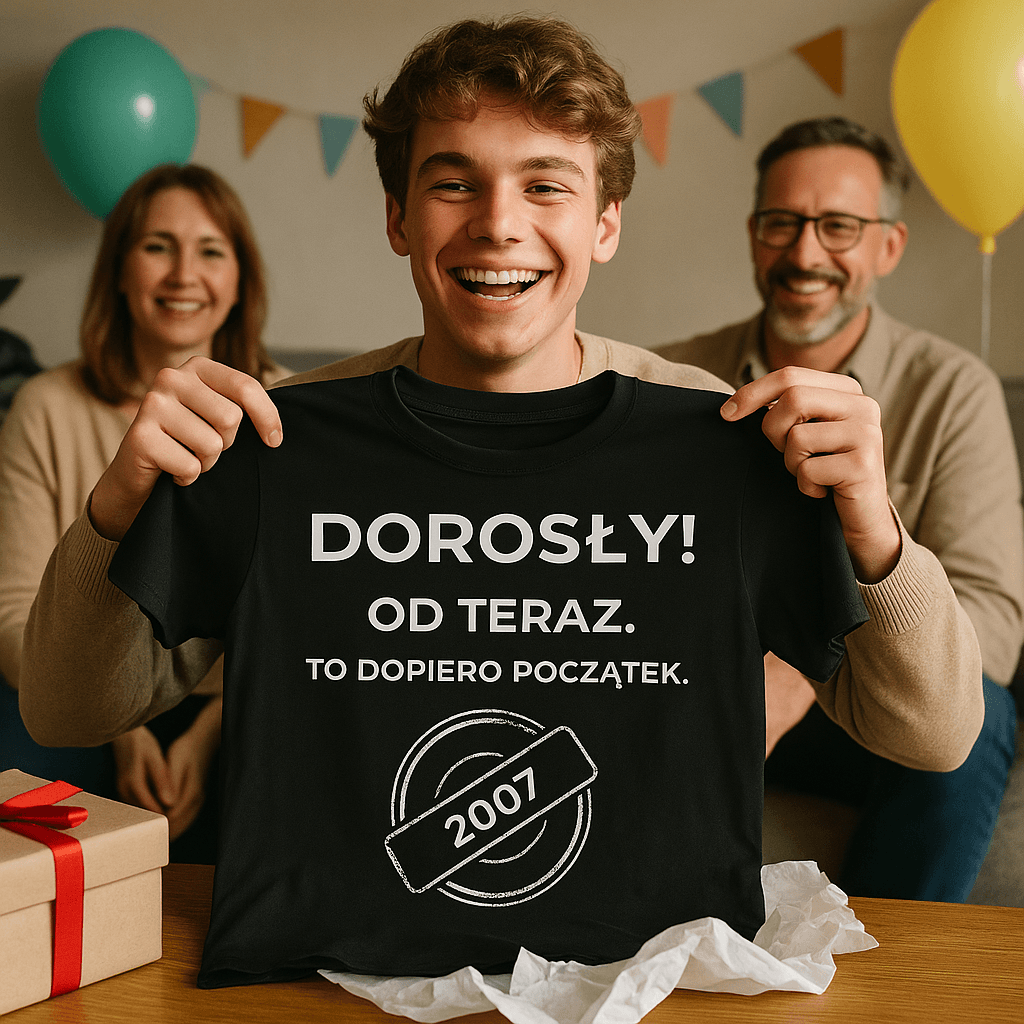 Zestaw Koszulka + Kubek: DOROSŁY – Od teraz. To dopiero początek (czarna). Wersja Limitowana 2007