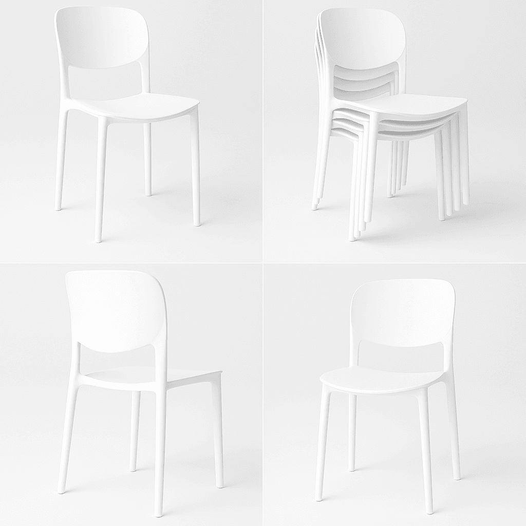 Nordic krzesło konferencyjne, plastikowe, białe, sztaplowane – do gastronomii, domu, biura i na eventy