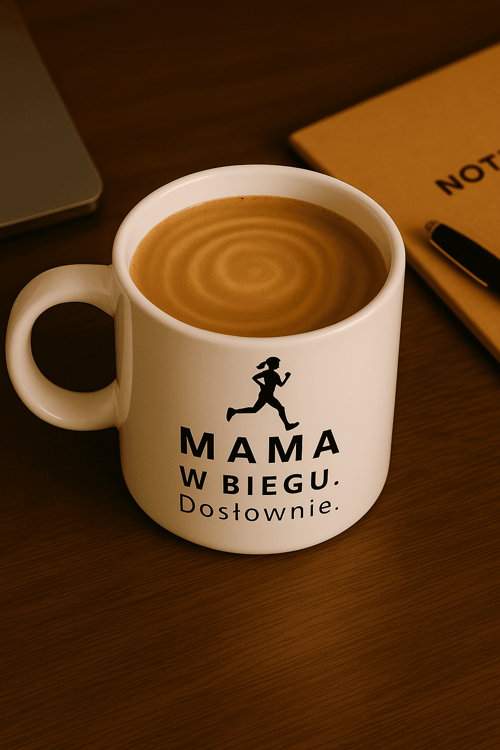 Zestaw Koszulka + Kubek: W Biegu. Dosłownie – Mama Edition (biała) TOP PREZENT