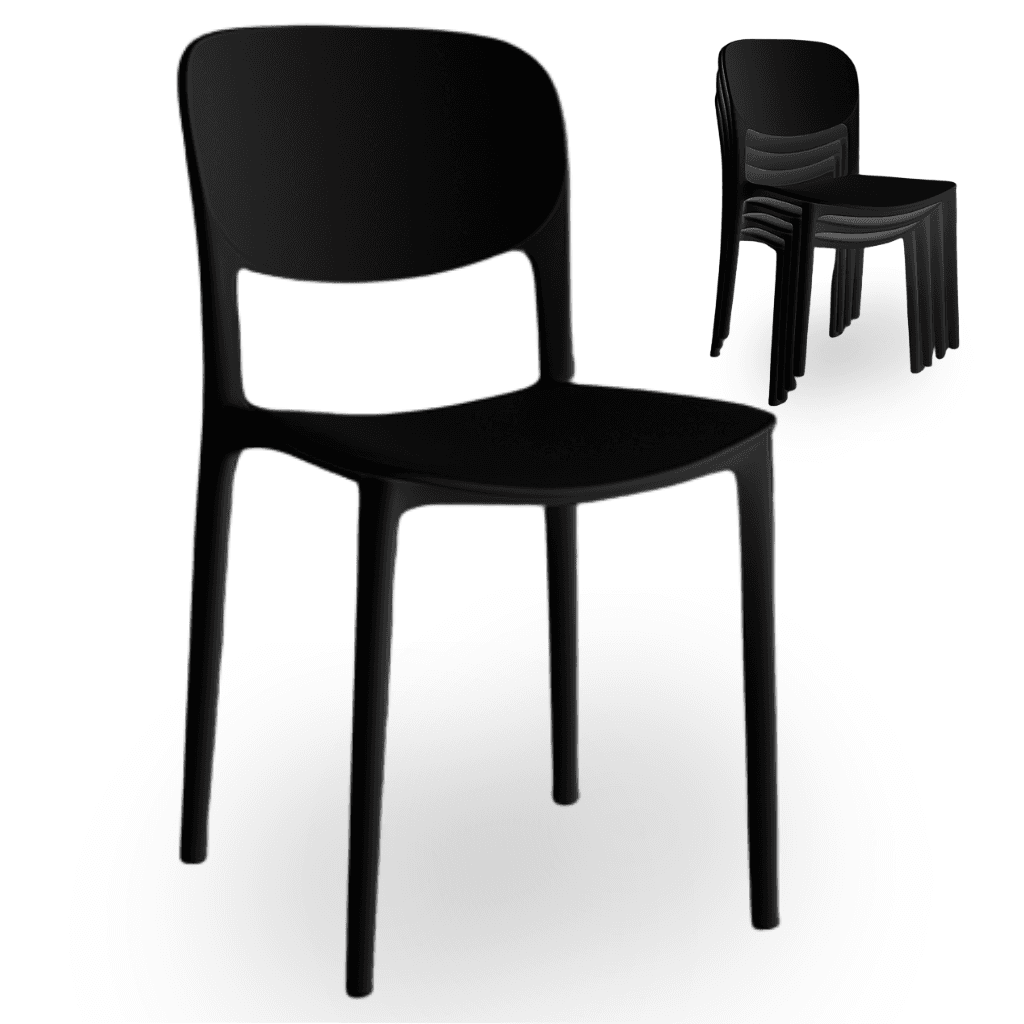 Nordic krzesło konferencyjne, plastikowe, czarne, sztaplowane – do gastronomii, domu, biura i na eventy