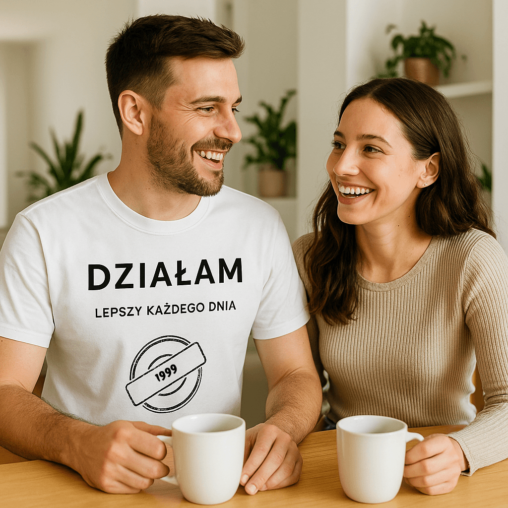 Koszulka 1999 – DZIAŁAM. Lepszy każdego dnia (Męska, Biała)