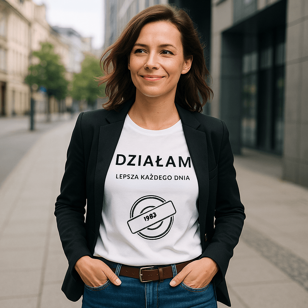 Koszulka 1983 – DZIAŁAM. Lepsza każdego dnia (Damska, Biała)
