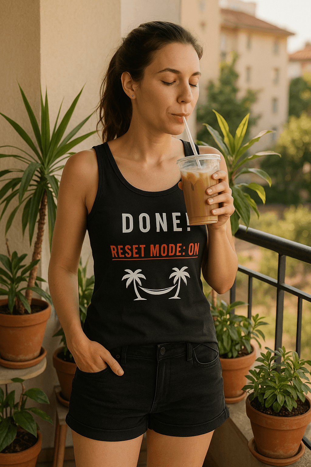 Done! Reset Mode: ON | Dla Niej Tank Top (czarny)