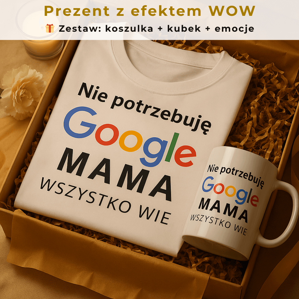 Zestaw Koszulka + Kubek: Mama Wie - Mama Lifestyle Edition (biała) TOP PREZENT