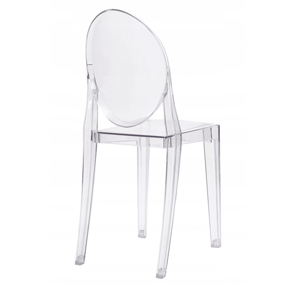 Krzesło transparentne amber typu ghost (styl Victoria) – sztaplowane, event/konferencja