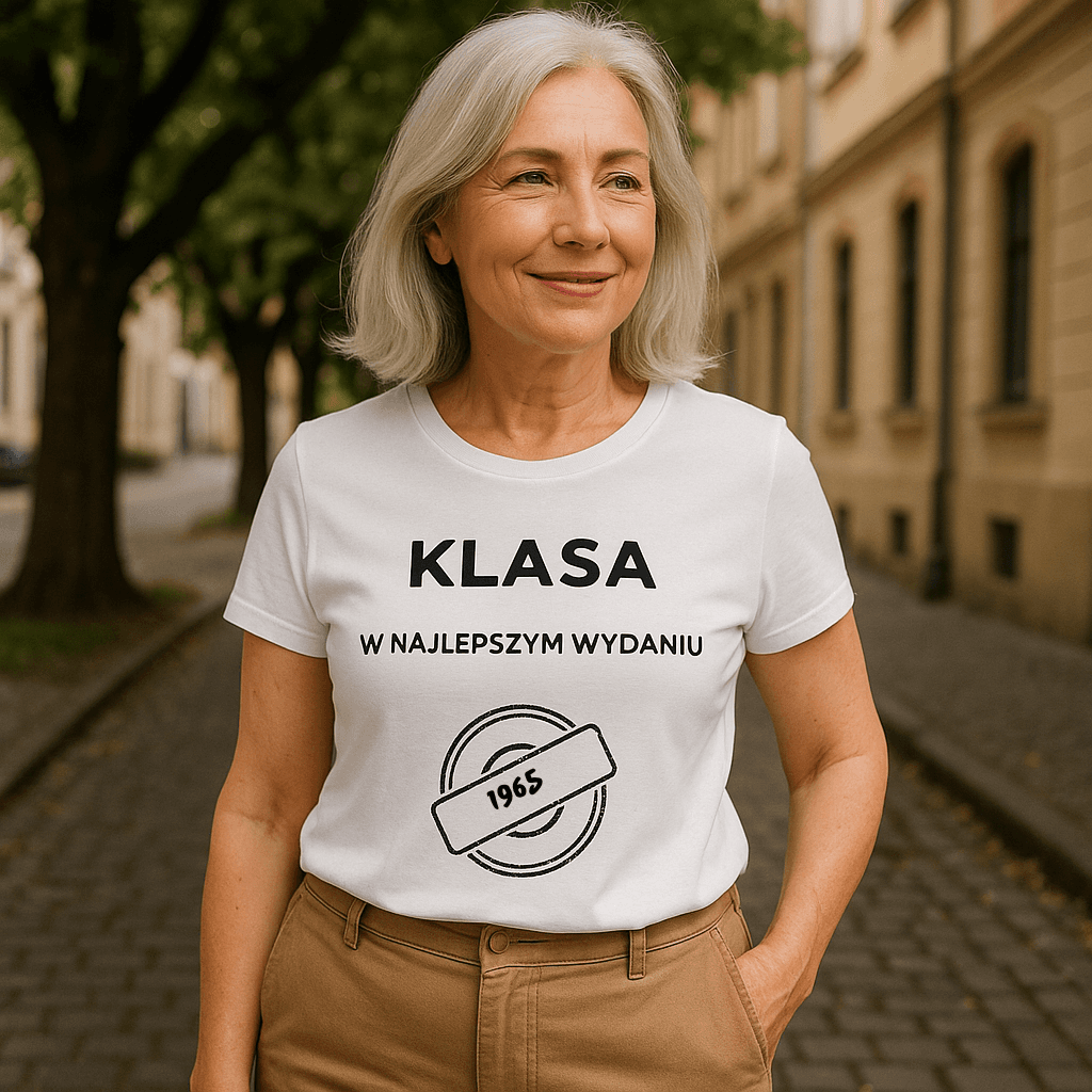Koszulka 1965 – KLASA. W najlepszym wydaniu (Damska, Biała)