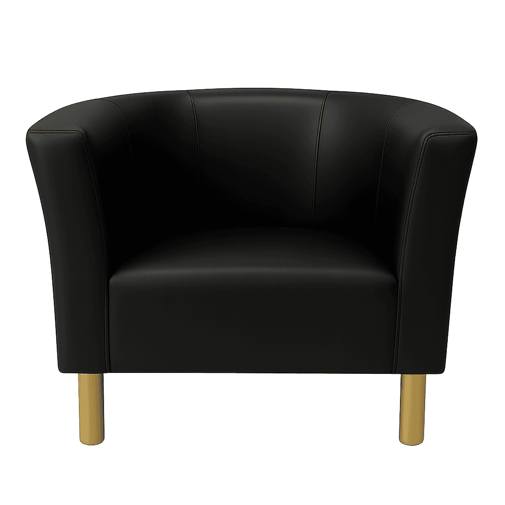 Fotel Tapicerowany Glamour Czarny Ekoskóra Złote Nóżki