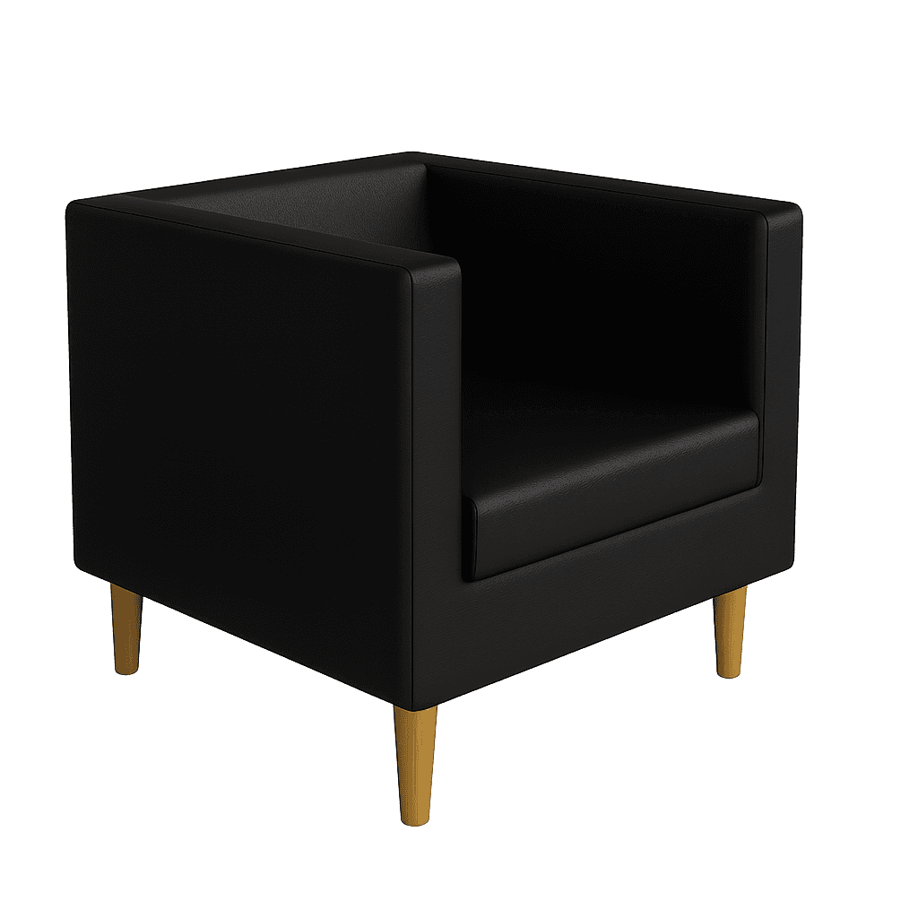 Fotel Tapicerowany Standard Czarny Ekoskóra Złote Nóżki