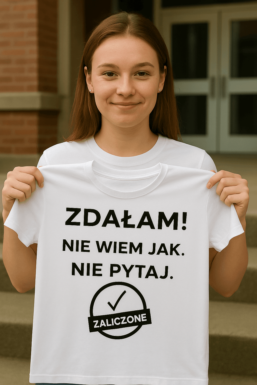 Zestaw Koszulka + Kubek: ZDAŁAM – Nie pytaj jak Wersja Limitowana 2025 (biała)