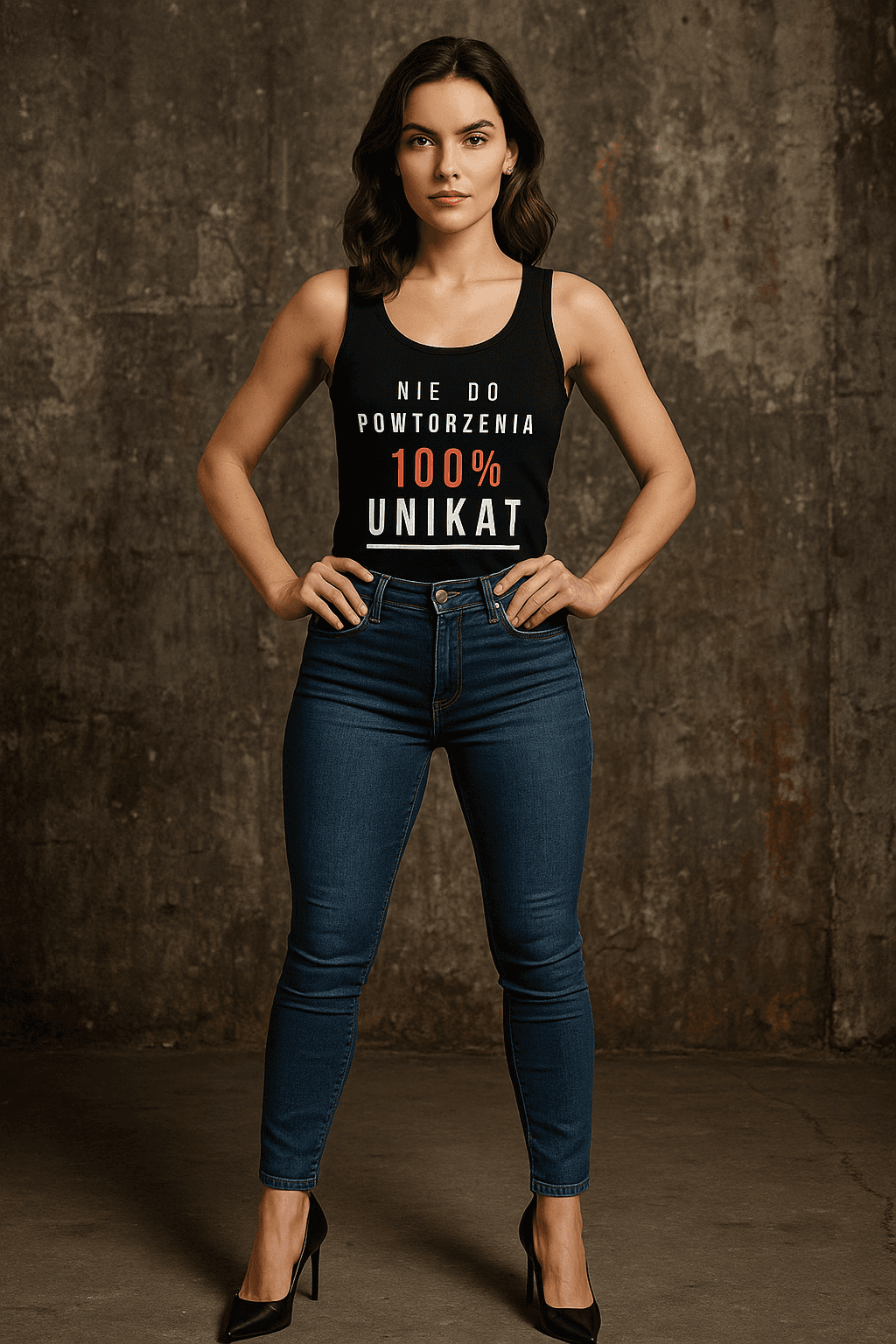 100% UNIKAT Tank Top - Strong Pretty Collection (czarna)